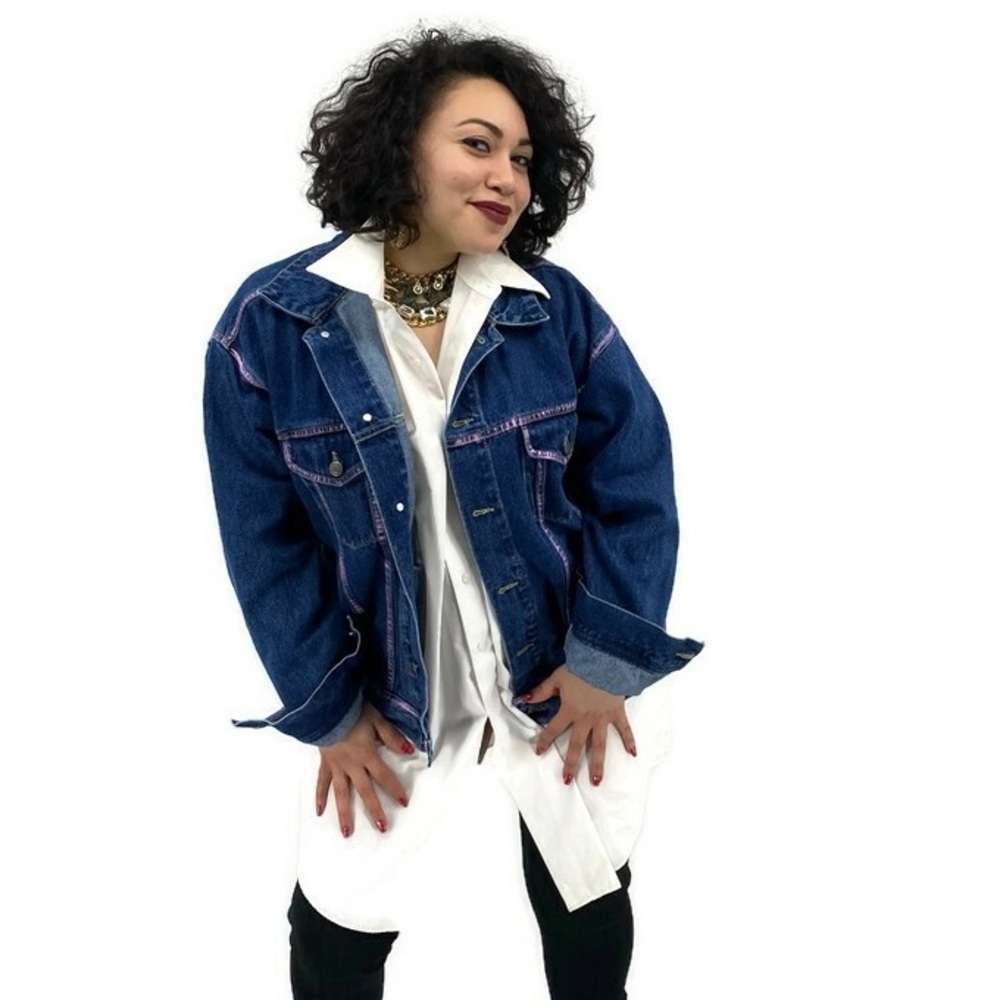 Custom Painted Ex-Boyfriend Denim Trucker Jacket L - Picture 5 of 15